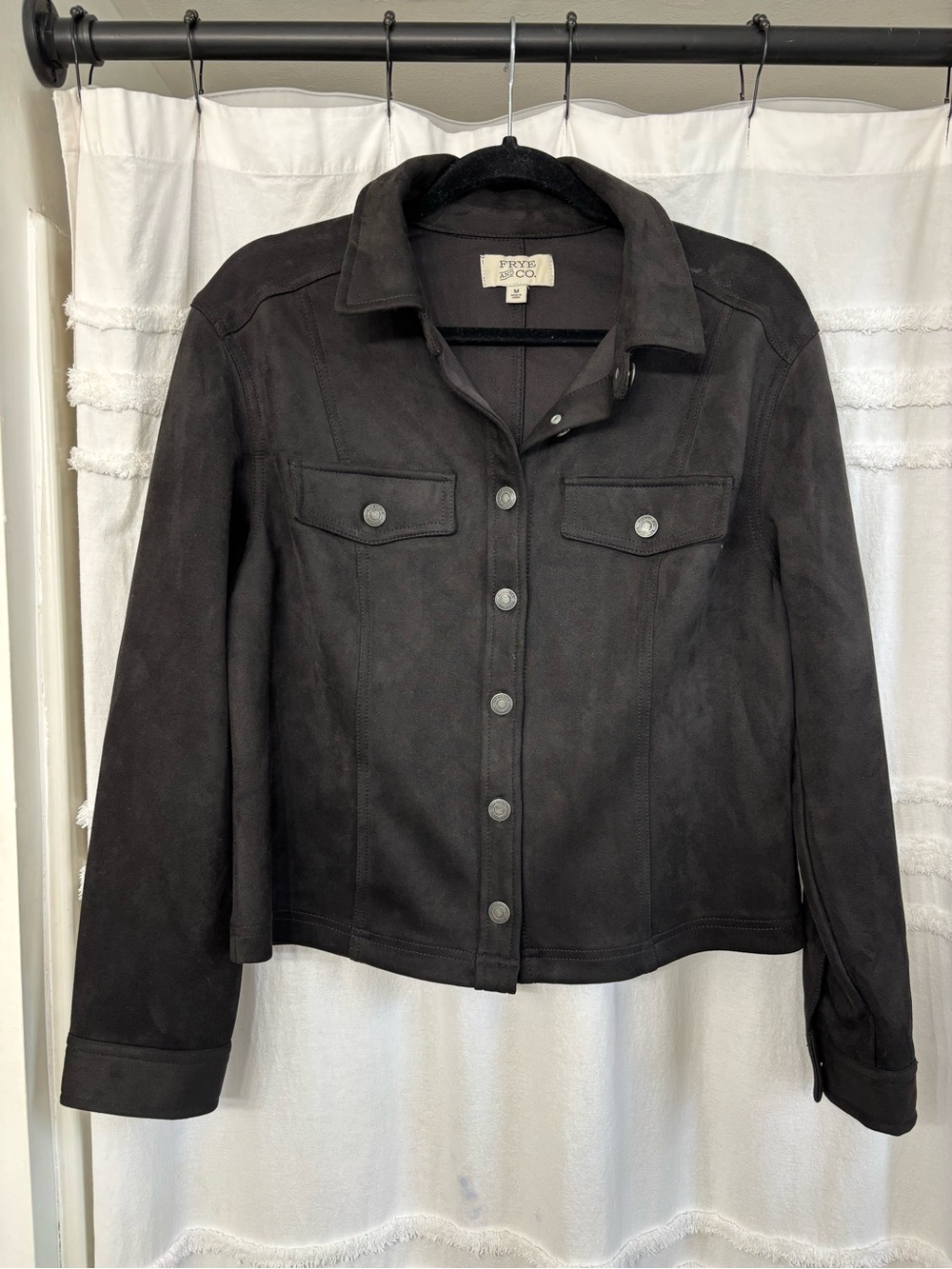 Frye & Co Women's Black Suede Button-Front Jacket